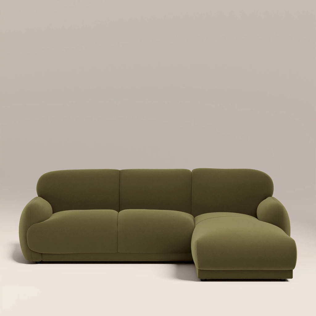 Cloud Right Hand Chaise Sofa | Moss Green Sustainable Mohair Velvet