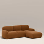 Cloud Right Hand Chaise Sofa | Caramel Brown Sustainable Mohair Velvet