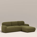 Cloud Right Hand Chaise Sofa | Moss Green Sustainable Mohair Velvet