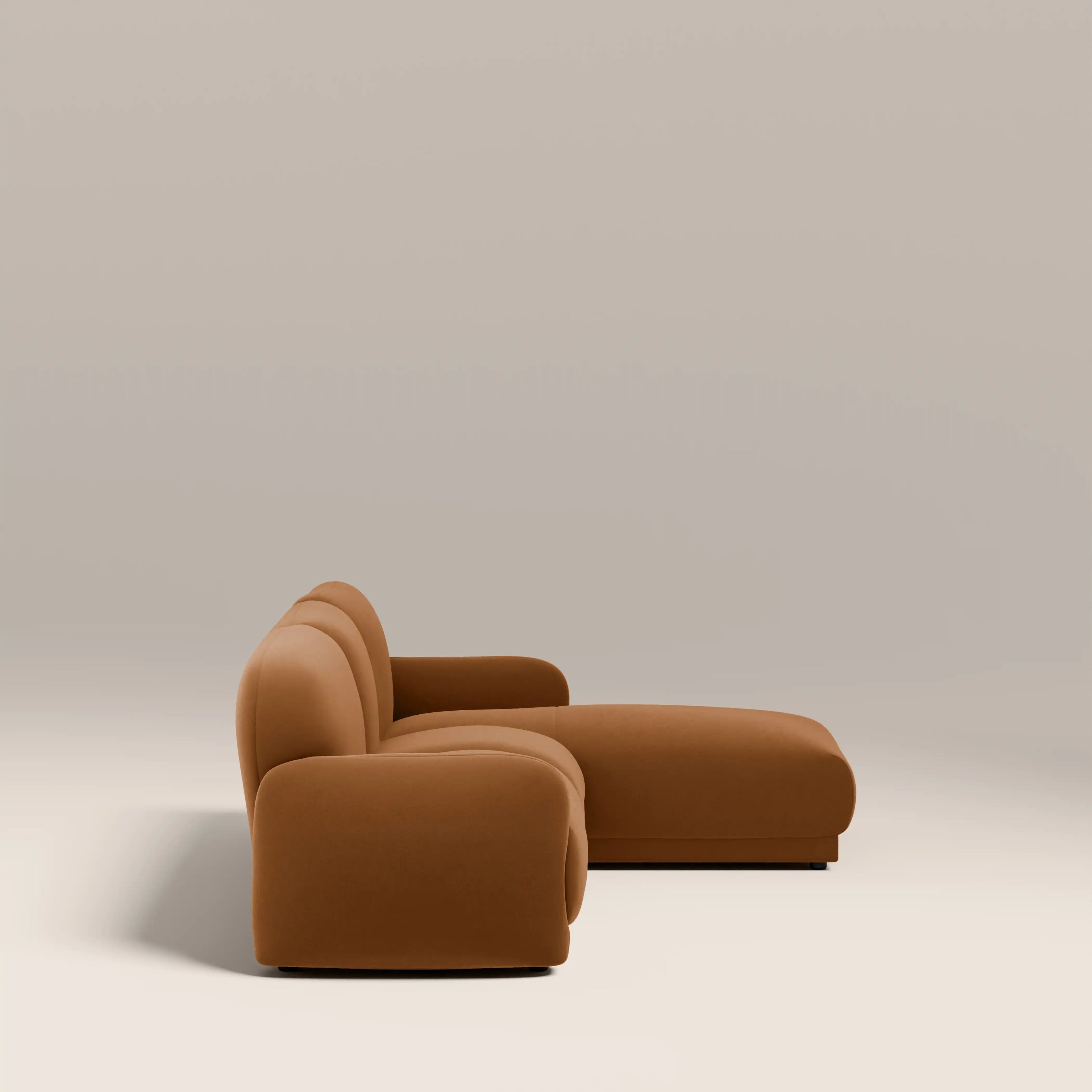 Cloud Right Hand Chaise Sofa | Caramel Brown Sustainable Mohair Velvet
