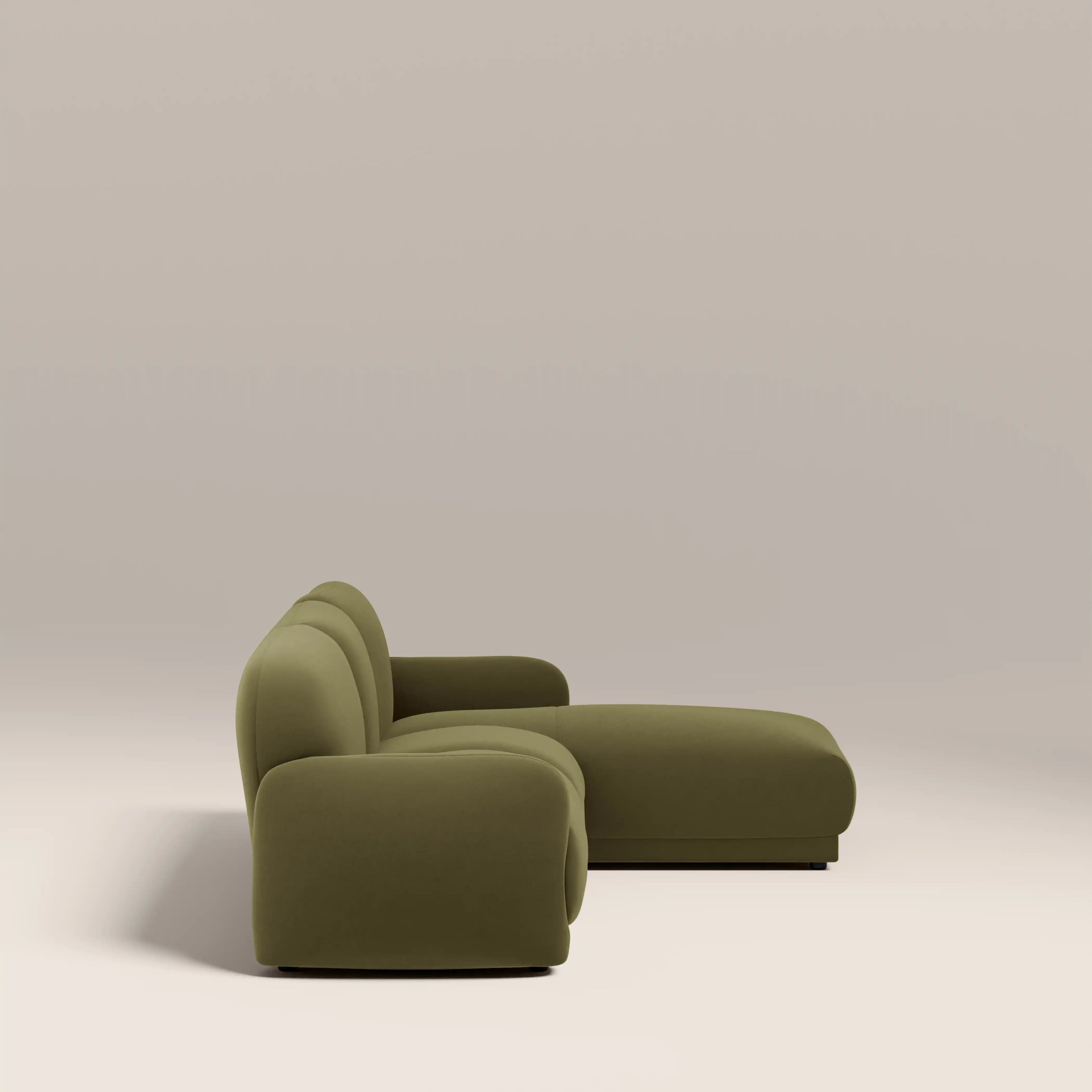 Cloud Right Hand Chaise Sofa | Moss Green Sustainable Mohair Velvet
