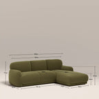 Cloud Right Hand Chaise Sofa | Moss Green Sustainable Mohair Velvet