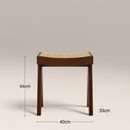 Cary Wooden Low Stool | Natural Cane & Walnut