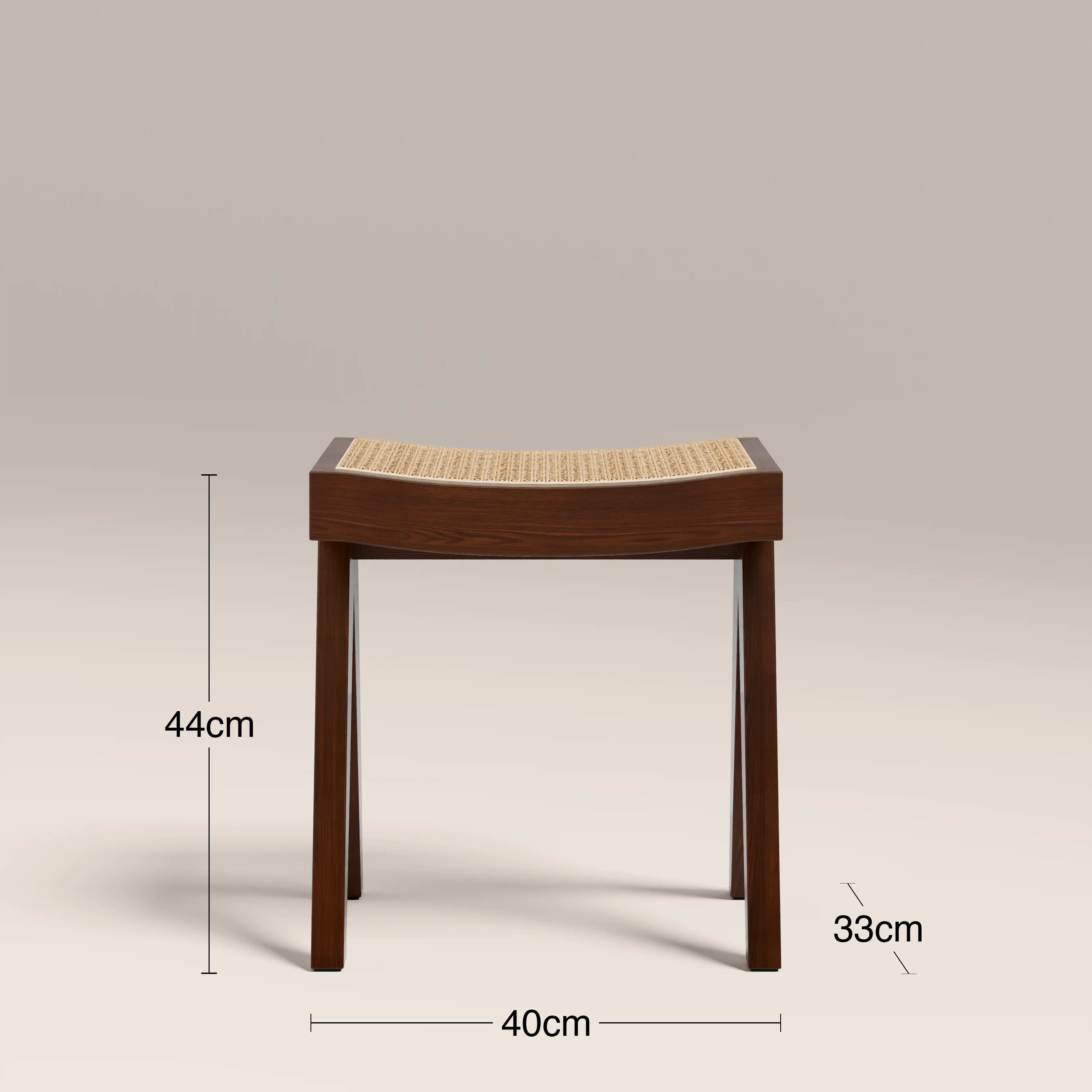 Cary Wooden Low Stool | Natural Cane & Walnut
