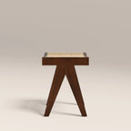 Cary Wooden Low Stool | Natural Cane & Walnut