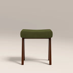 Cary Wooden Low Stool | Olive Green Sustainable Velvet & Walnut
