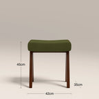 Cary Wooden Low Stool | Olive Green Sustainable Velvet & Walnut
