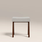 Cary Wooden Low Stool | Speckled Stone Sustainable Boucle & Walnut
