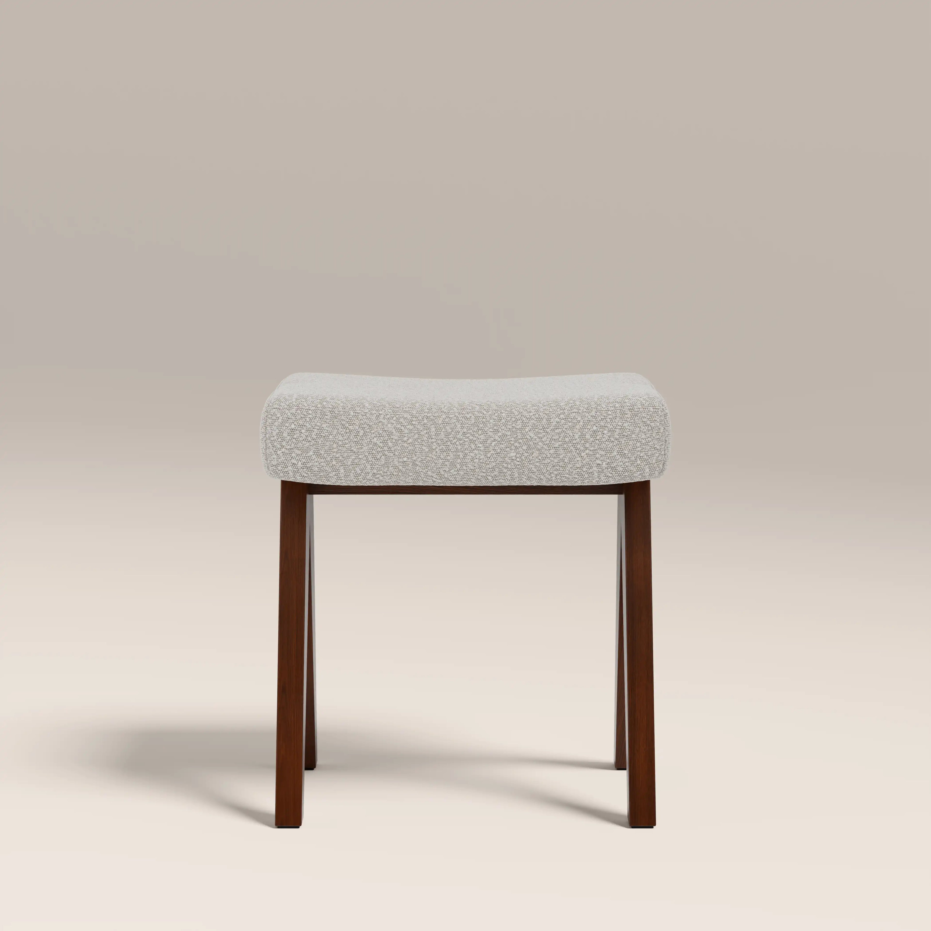 Cary Wooden Low Stool | Speckled Stone Sustainable Boucle & Walnut