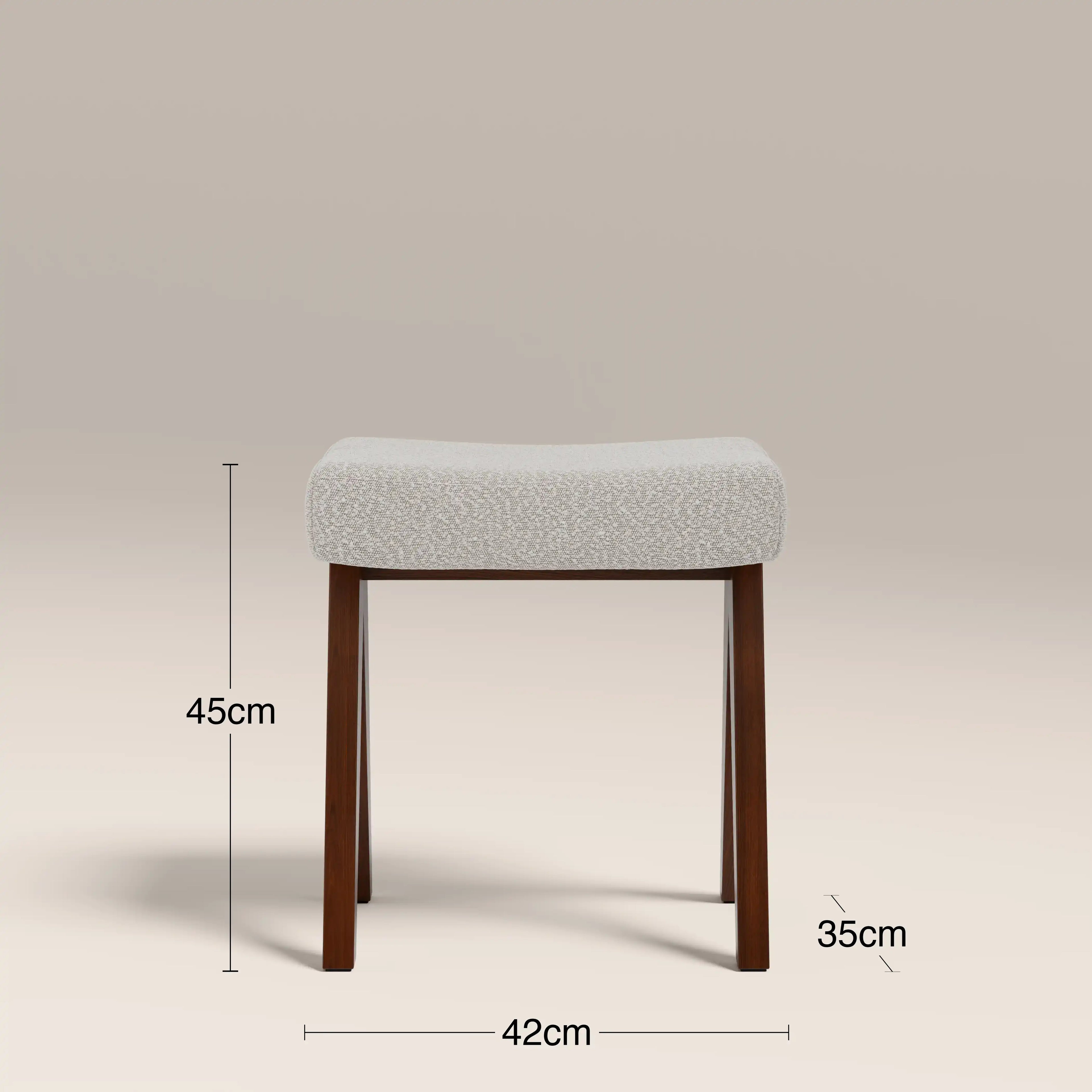 Cary Wooden Low Stool | Speckled Stone Sustainable Boucle & Walnut