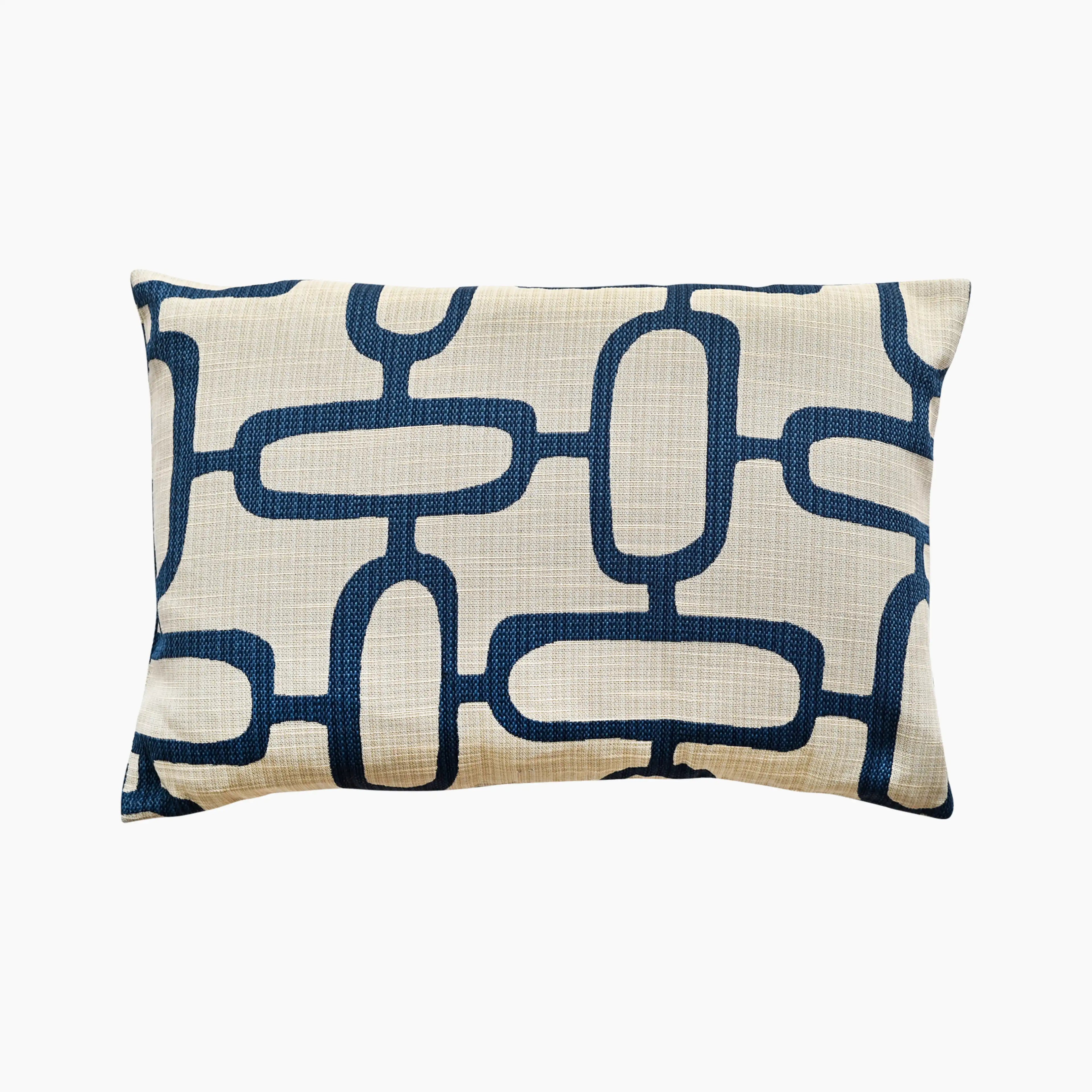 Links Rectangle Cushion | Blue & Cream