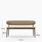 Halston 3 Seater Dining Bench | Latte Sustainable Fabric & Walnut