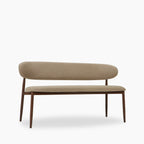 Halston 3 Seater Dining Bench | Latte Sustainable Fabric & Walnut
