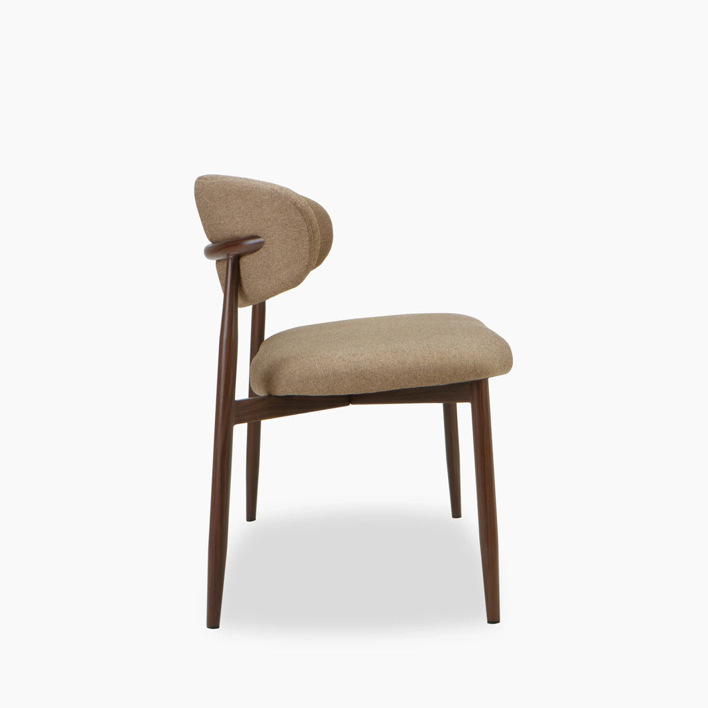 Halston 3 Seater Dining Bench | Latte Sustainable Fabric & Walnut