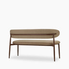 Halston 3 Seater Dining Bench | Latte Sustainable Fabric & Walnut