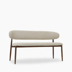 Halston 3 Seater Dining Bench | Speckled Stone Sustainable Boucle & Walnut