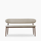 Halston 3 Seater Dining Bench | Speckled Stone Sustainable Boucle & Walnut
