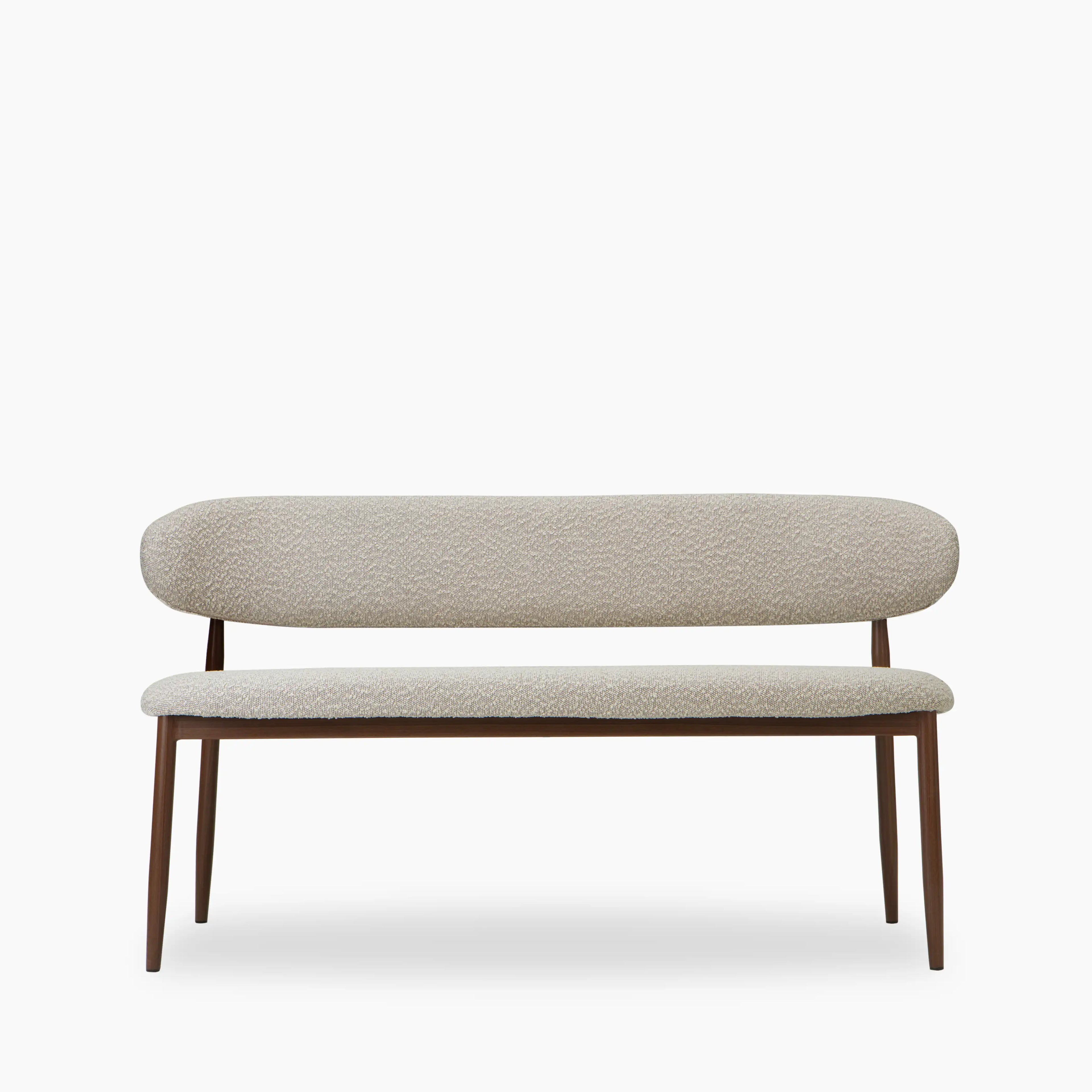 Halston 3 Seater Dining Bench | Speckled Stone Sustainable Boucle & Walnut