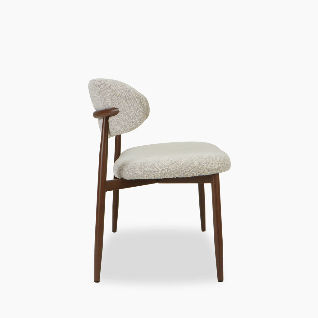 Halston 3 Seater Dining Bench | Speckled Stone Sustainable Boucle & Walnut