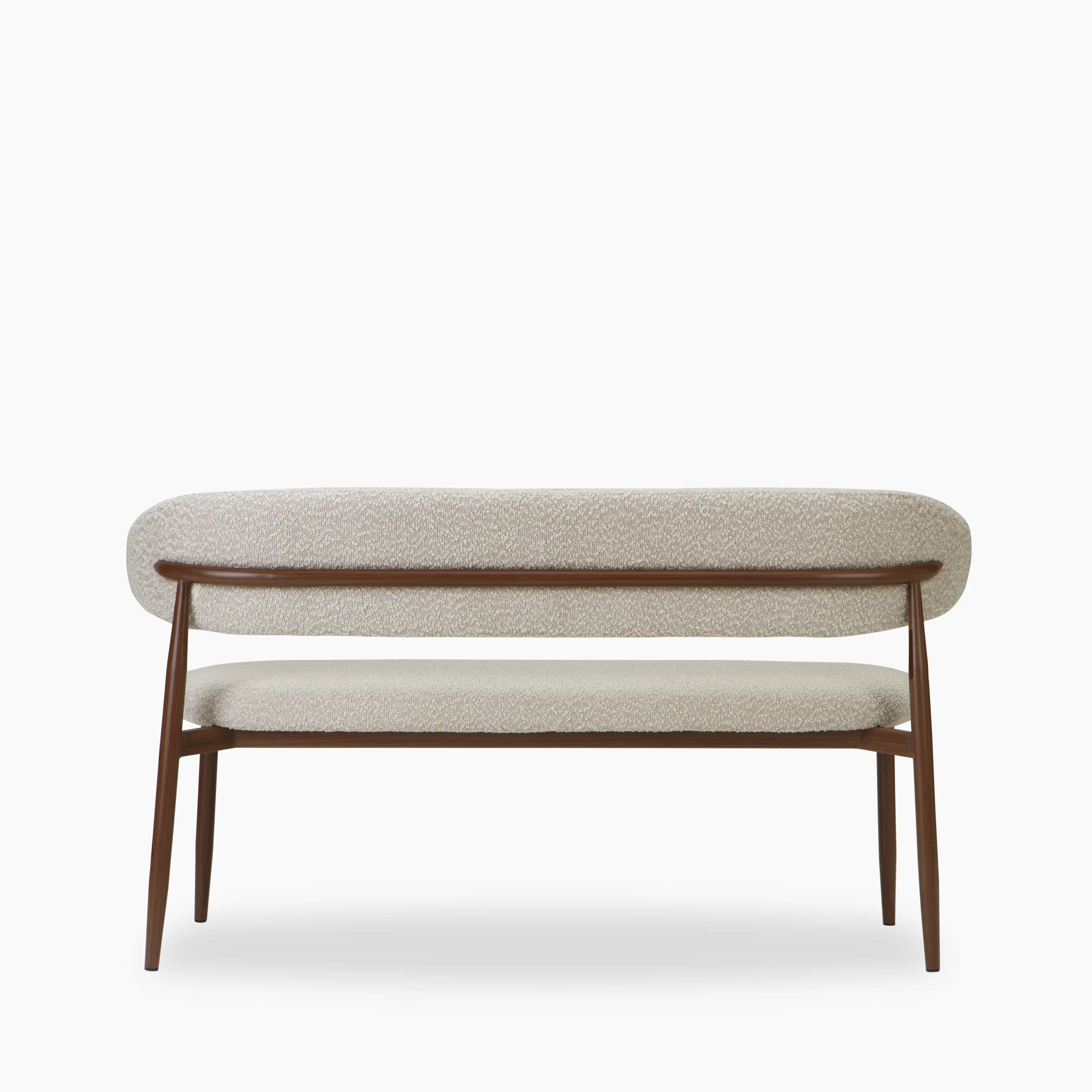 Halston 3 Seater Dining Bench | Speckled Stone Sustainable Boucle & Walnut