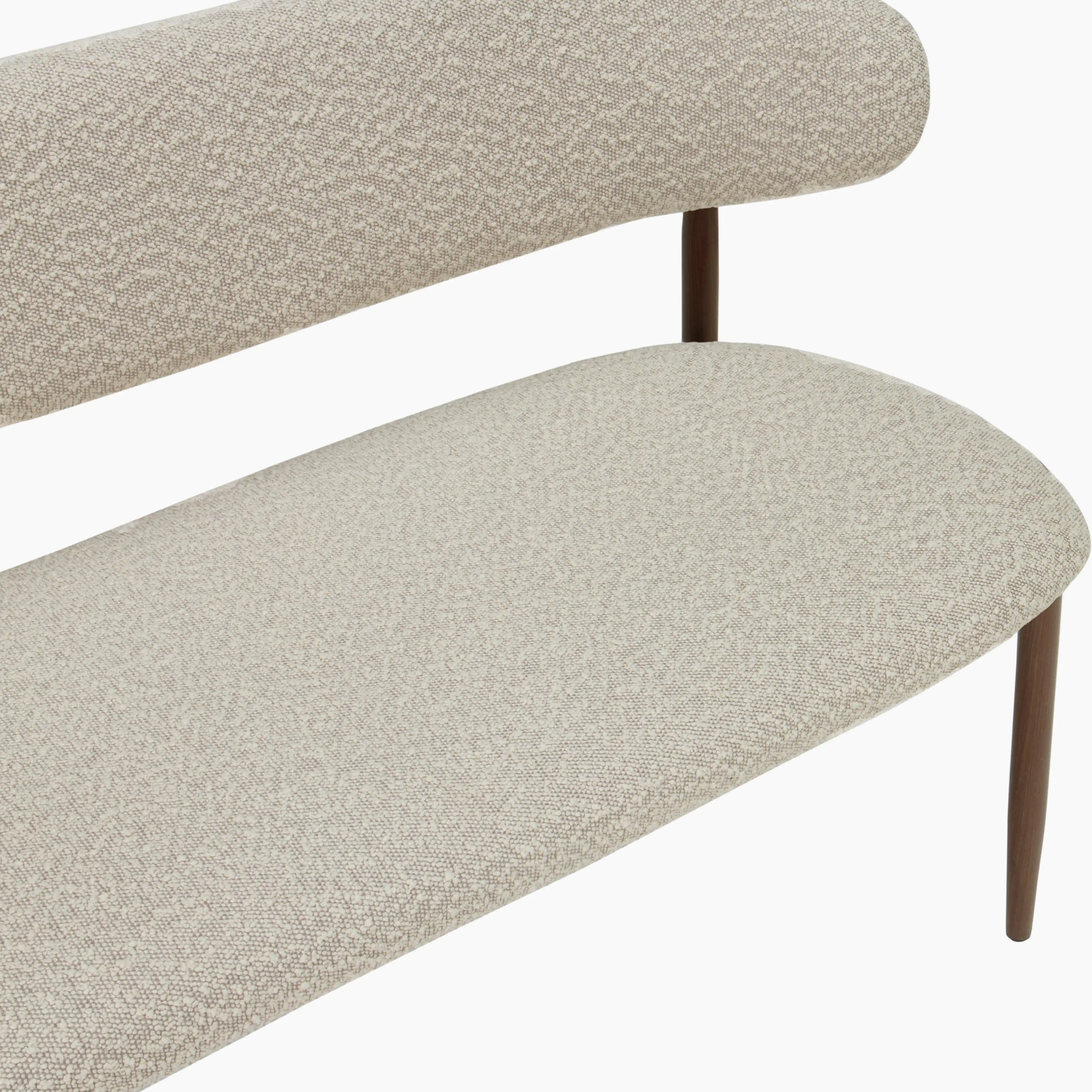 Halston 3 Seater Dining Bench | Speckled Stone Sustainable Boucle & Walnut