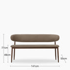 Halston 3 Seater Dining Bench | Truffle Brown Sustainable Mohair Velvet & Walnut