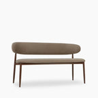Halston 3 Seater Dining Bench | Truffle Brown Sustainable Mohair Velvet & Walnut