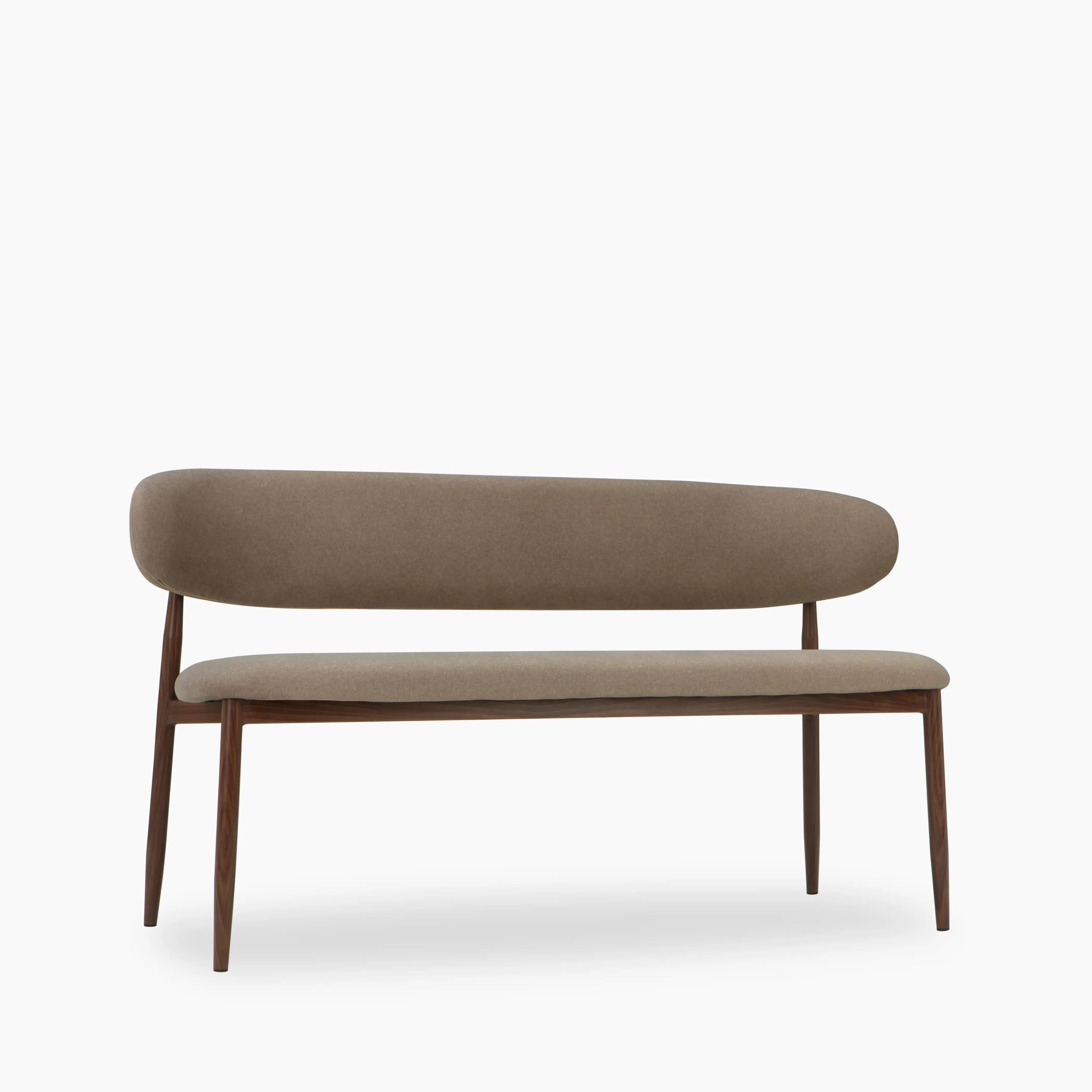 Halston 3 Seater Dining Bench | Truffle Brown Sustainable Mohair Velvet & Walnut