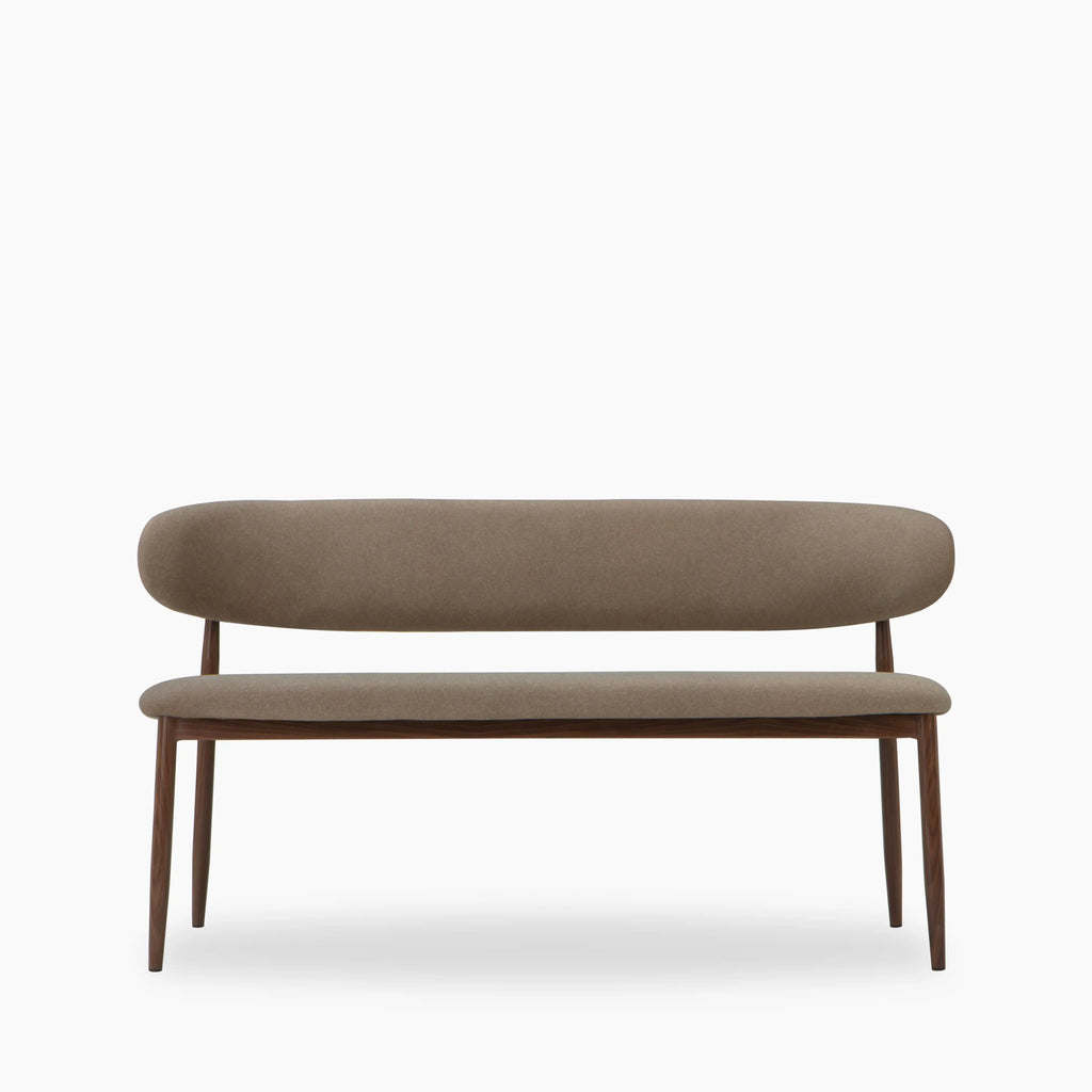 Halston 3 Seater Dining Bench | Truffle Brown Sustainable Mohair Velvet & Walnut