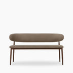 Halston 3 Seater Dining Bench | Truffle Brown Sustainable Mohair Velvet & Walnut