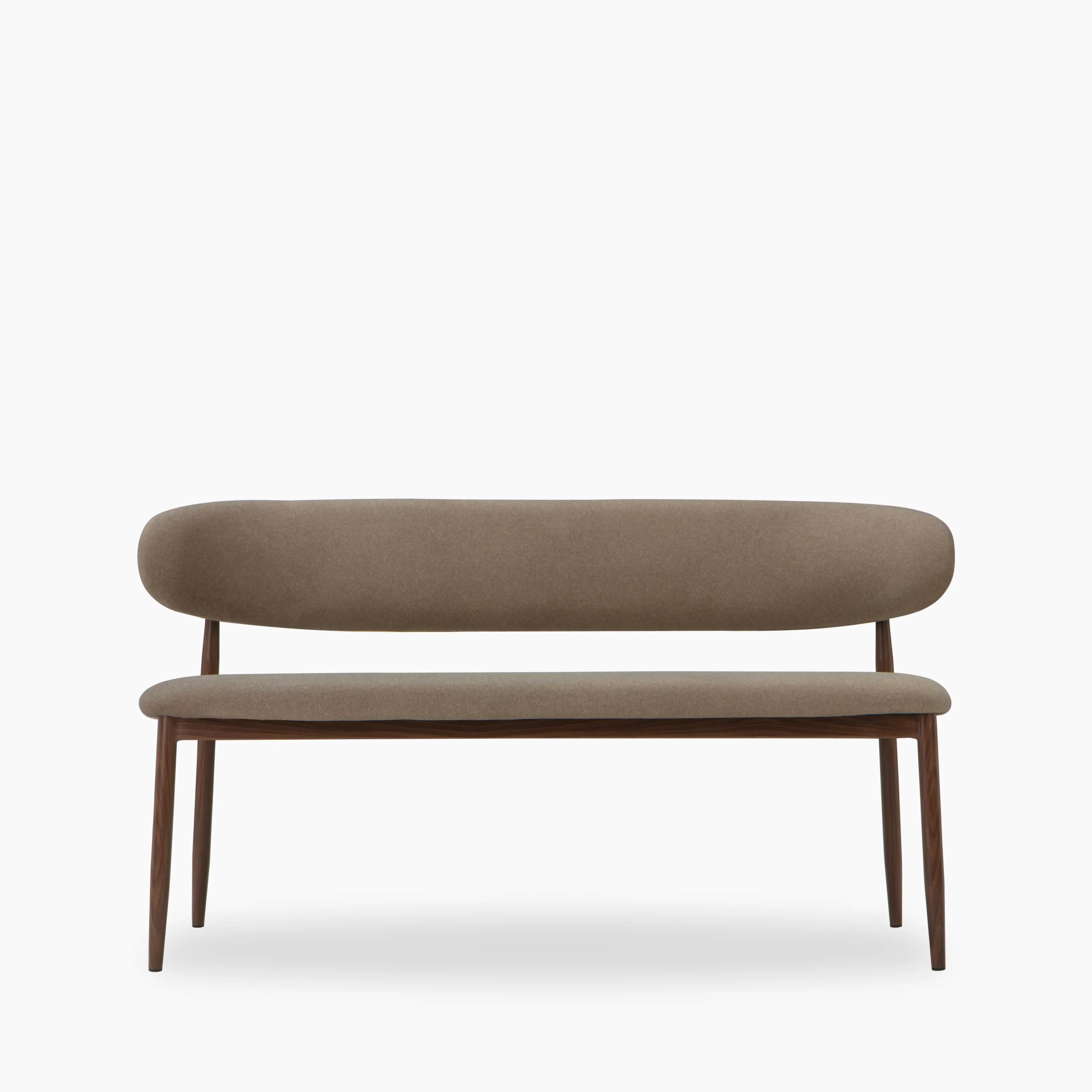 Halston 3 Seater Dining Bench | Truffle Brown Sustainable Mohair Velvet & Walnut
