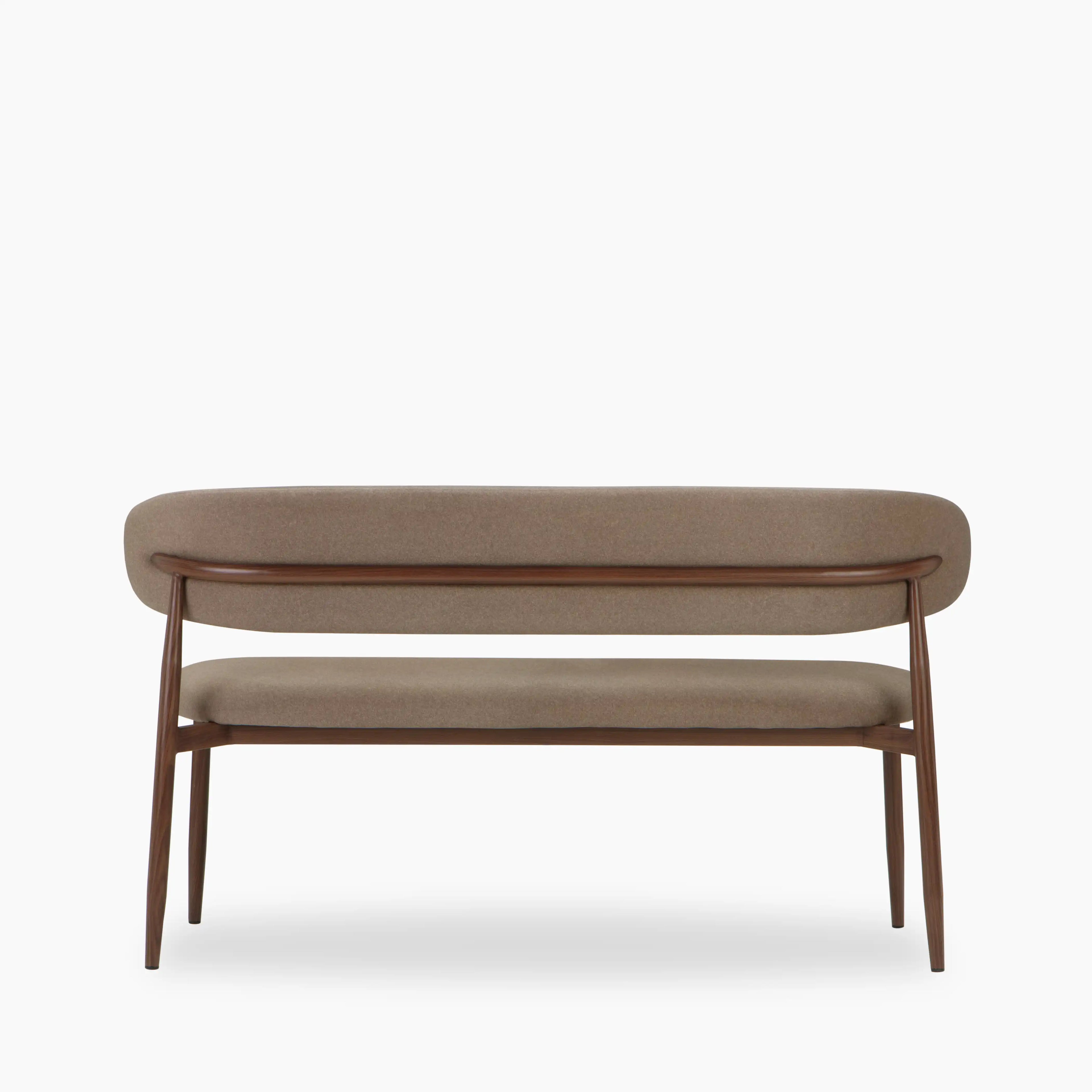 Halston 3 Seater Dining Bench | Truffle Brown Sustainable Mohair Velvet & Walnut