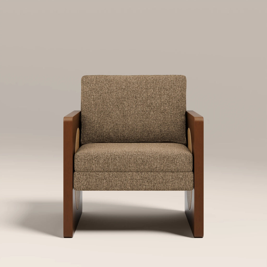 Greta Accent Chair | Speckled Cappuccino Boucle & Walnut
