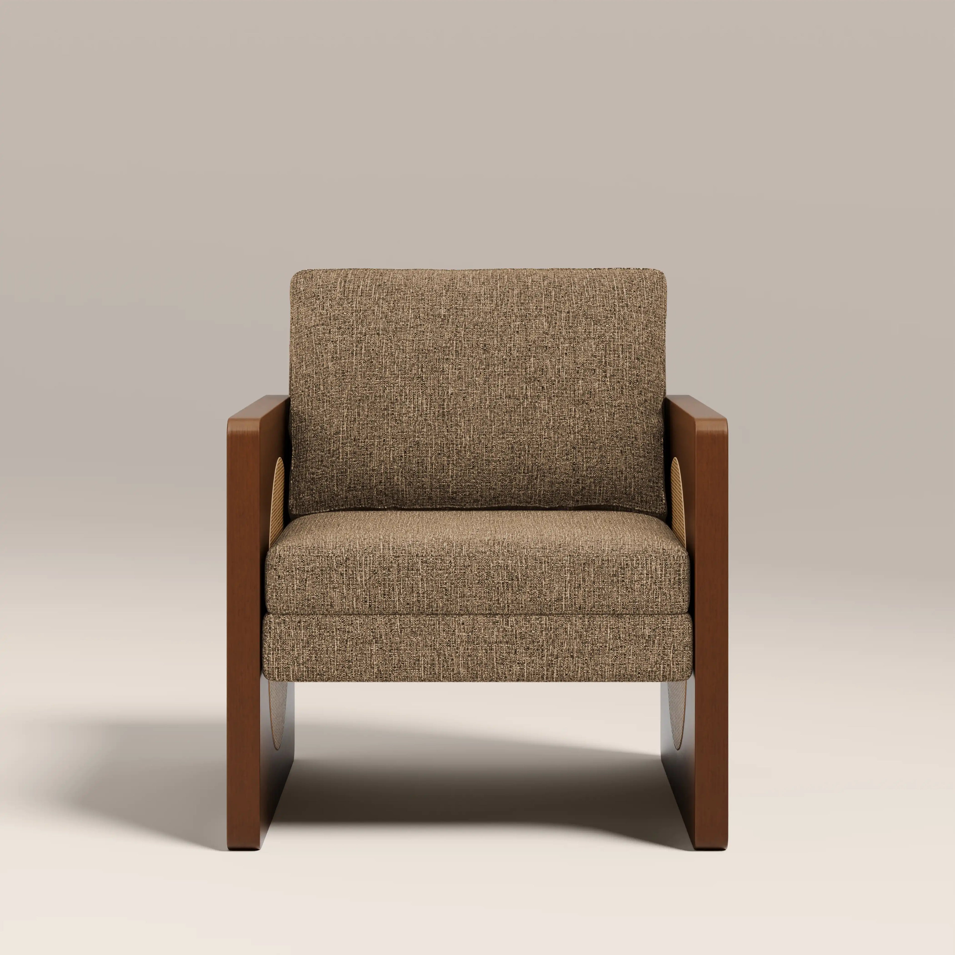 Greta Accent Chair | Speckled Cappuccino Boucle & Walnut