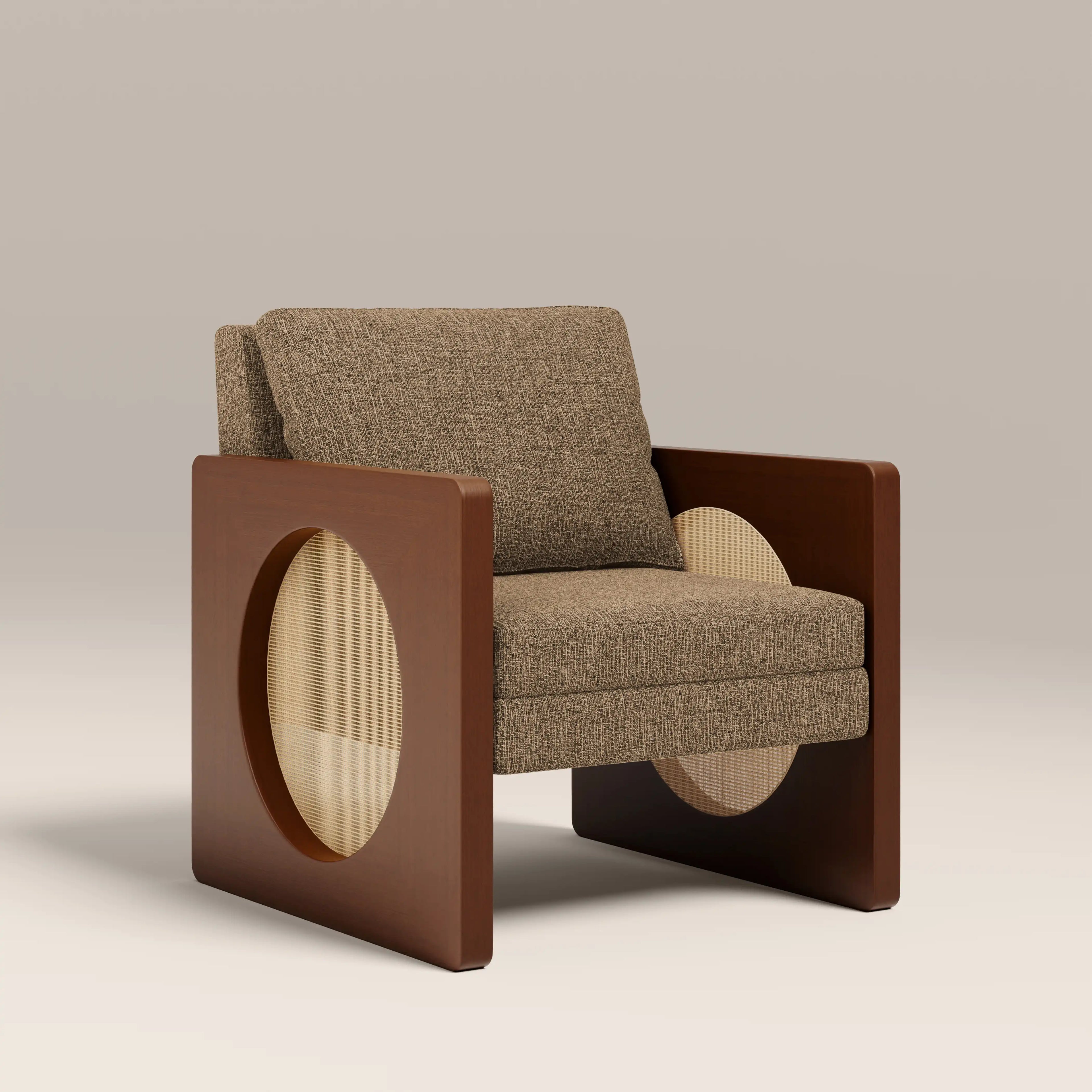 Greta Accent Chair | Speckled Cappuccino Boucle & Walnut