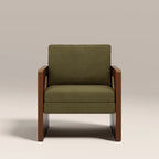 Greta Accent Chair | Moss Green Sustainable Mohair Velvet & Walnut
