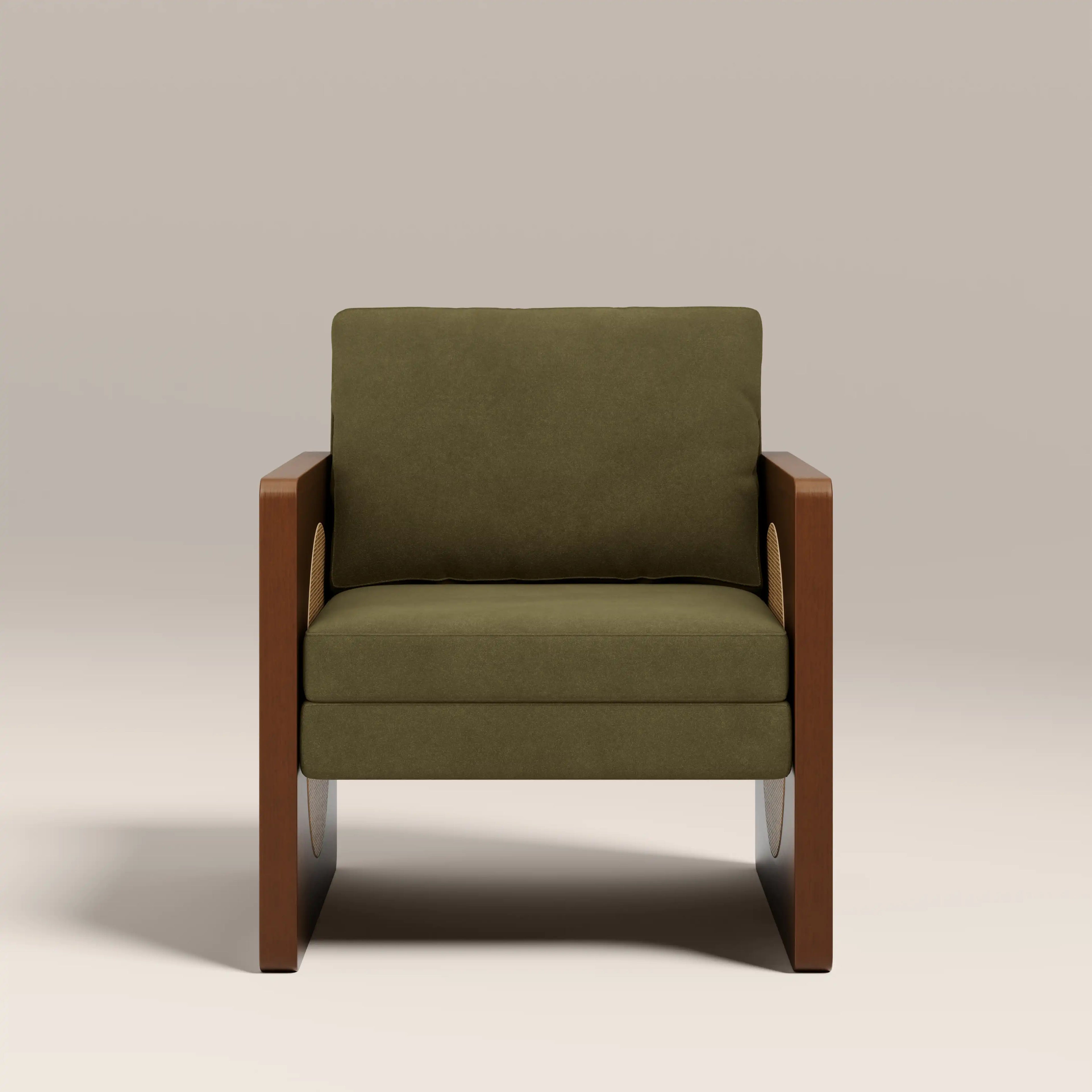 Greta Accent Chair | Moss Green Sustainable Mohair Velvet & Walnut