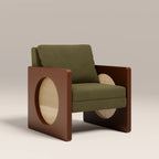 Greta Accent Chair | Moss Green Sustainable Mohair Velvet & Walnut