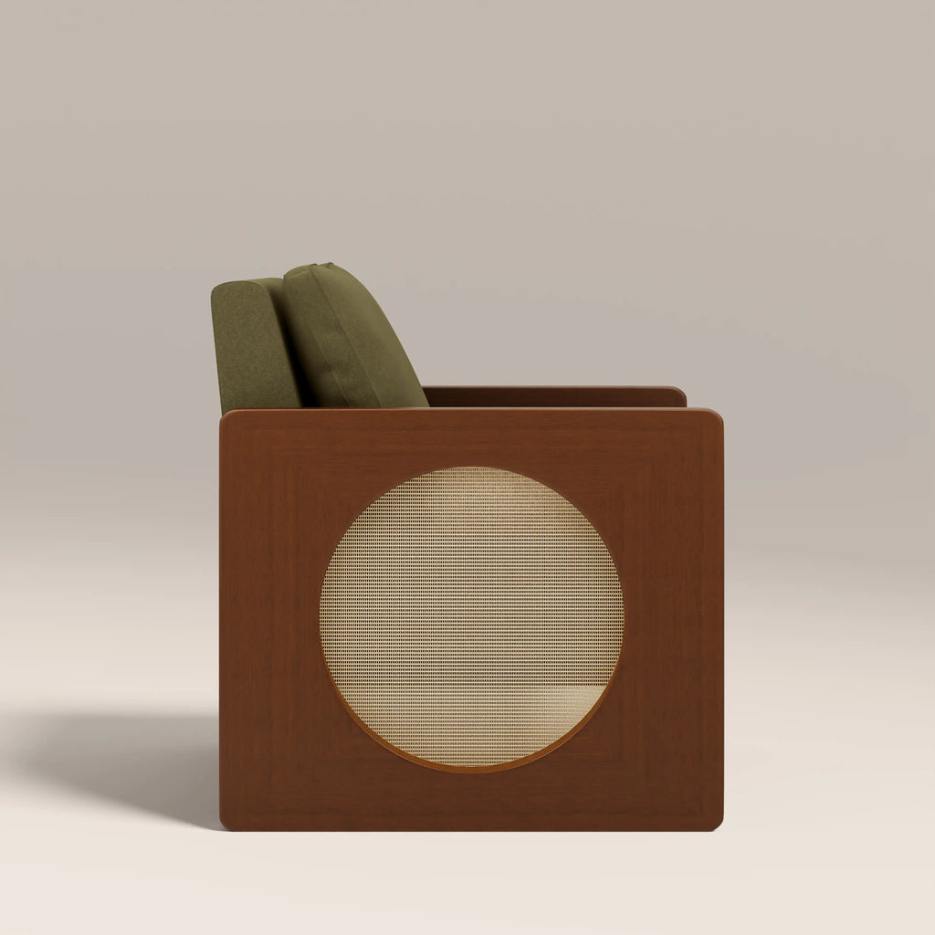 Greta Accent Chair | Moss Green Sustainable Mohair Velvet & Walnut