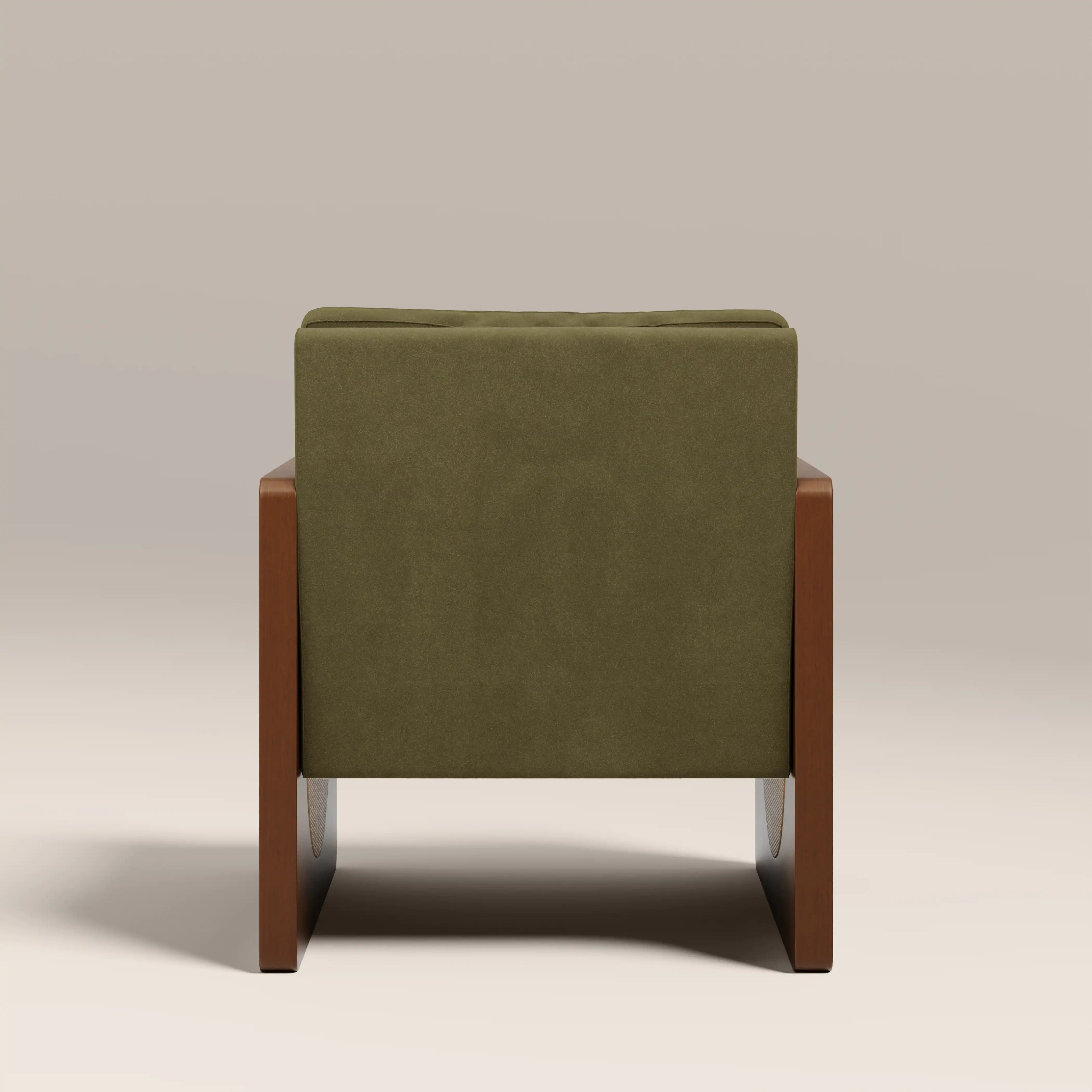 Greta Accent Chair | Moss Green Sustainable Mohair Velvet & Walnut