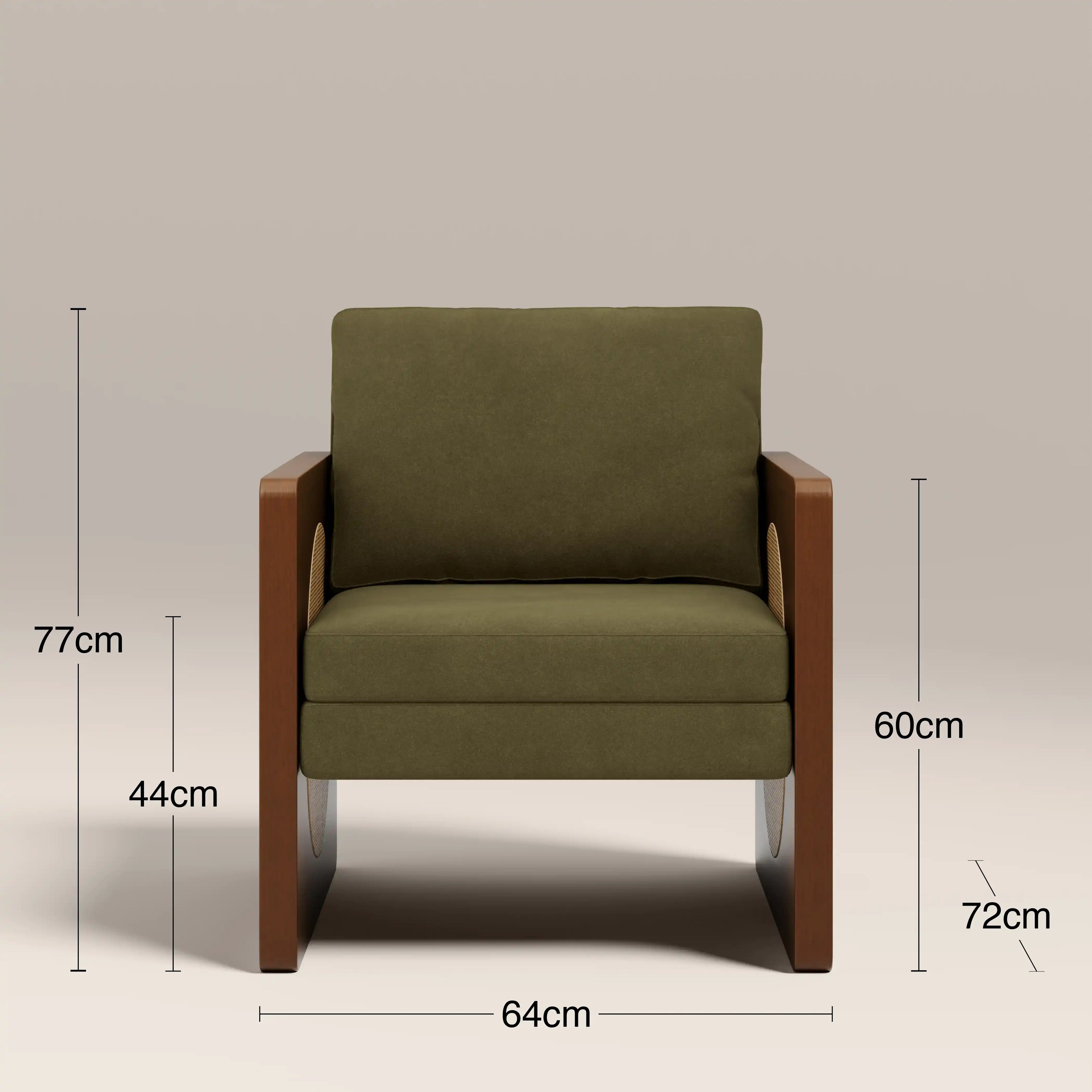 Greta Accent Chair | Moss Green Sustainable Mohair Velvet & Walnut