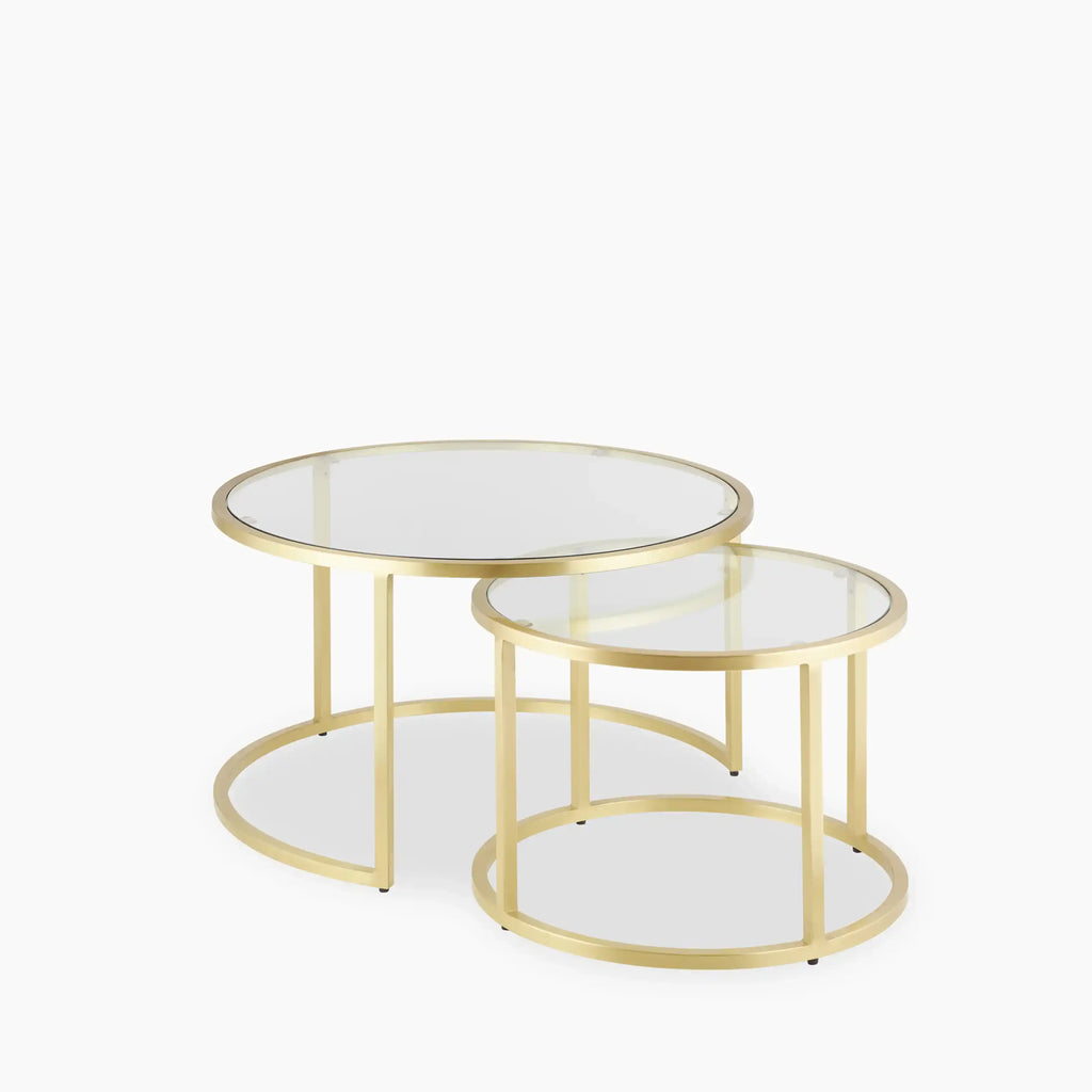Madison Set of 2 Round Nesting Coffee Tables | Brass