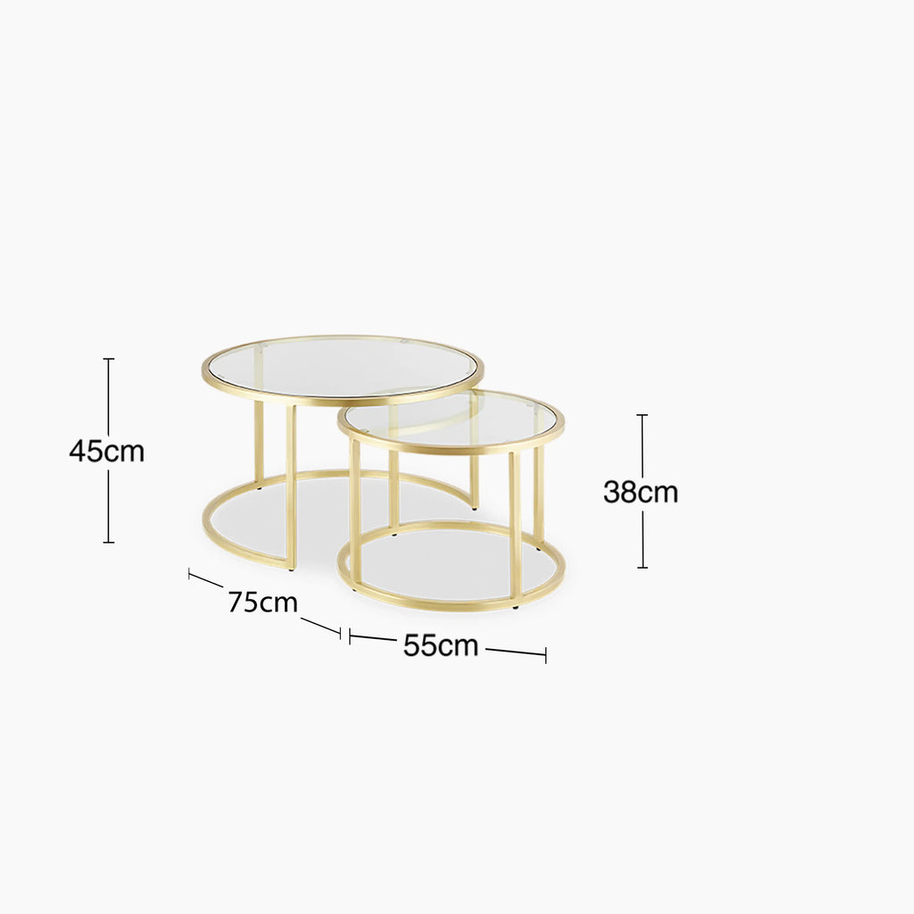 Madison Set of 2 Round Nesting Coffee Tables | Brass