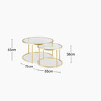 Madison Set of 2 Round Nesting Coffee Tables | Brass