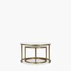 Madison Set Of 2 Round Nesting Coffee Tables | White Marble & Brass