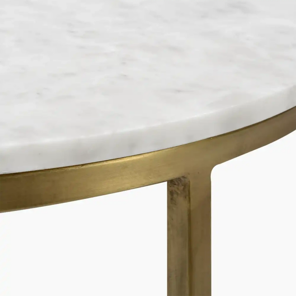 Madison Set Of 2 Round Nesting Coffee Tables | White Marble & Brass