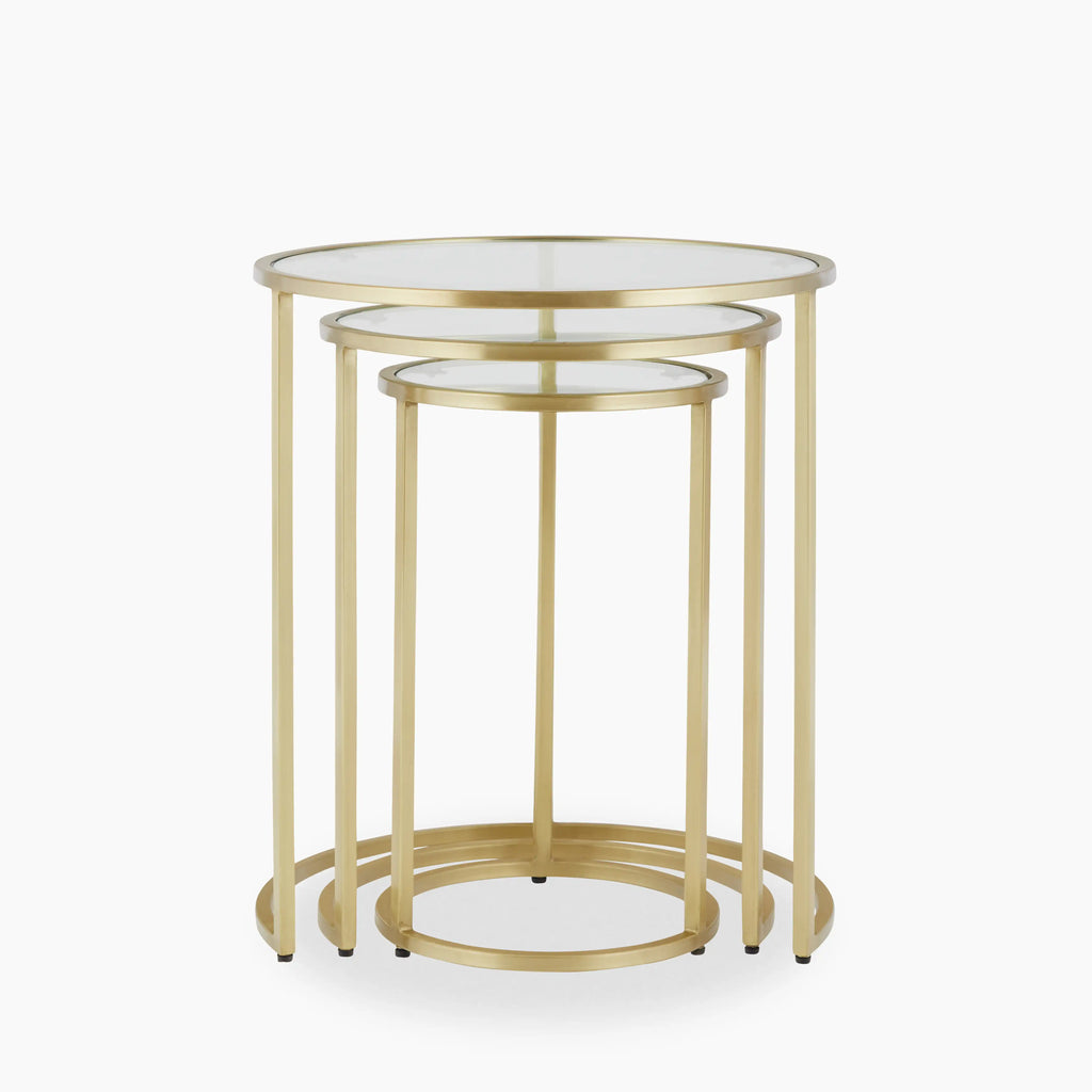 Madison Set of 3 Round Nesting Side Tables | Brass