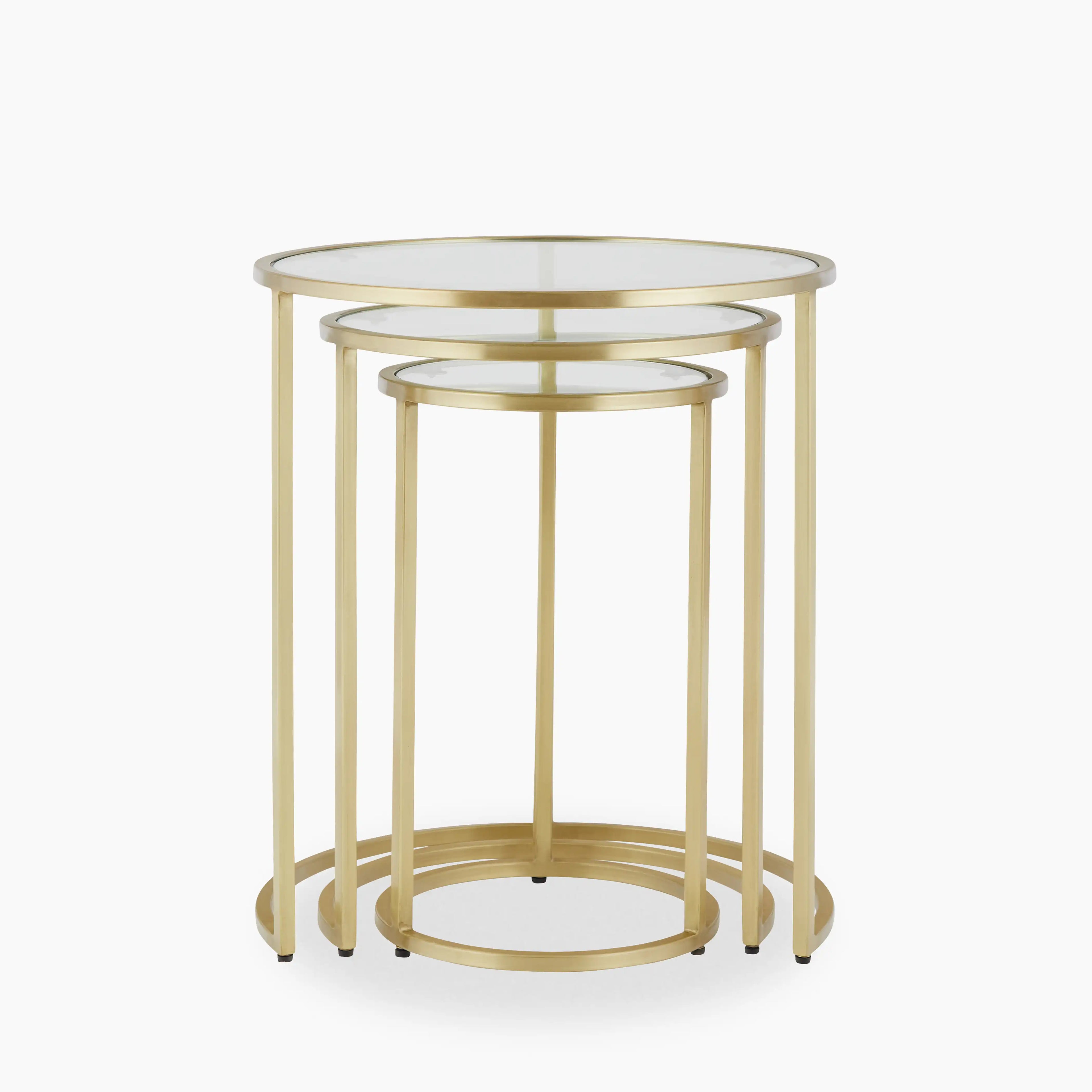 Madison Set of 3 Round Nesting Side Tables | Brass