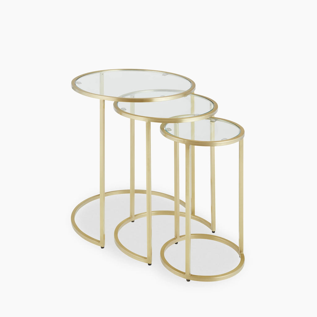 Madison Set of 3 Round Nesting Side Tables | Brass