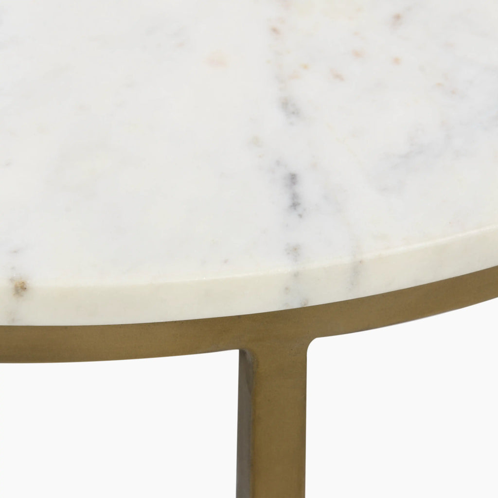Madison Set Of 3 Round Nesting Side Tables | White Marble & Brass